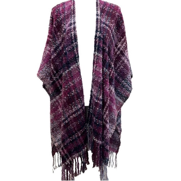 Woolrich Purple Plaid Poncho Cape/Shawl One Size Fits All - Picture 1 of 5